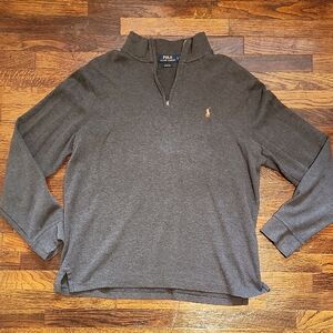 Polo Ralph Lauren 100% Cotton Estate Rib Charcoal Pullover with Detail Pony Logo